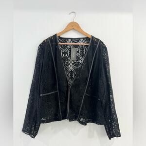 City Chic Black Lace Jacket XL 22 Whimsigoth Grunge Sheer Festival